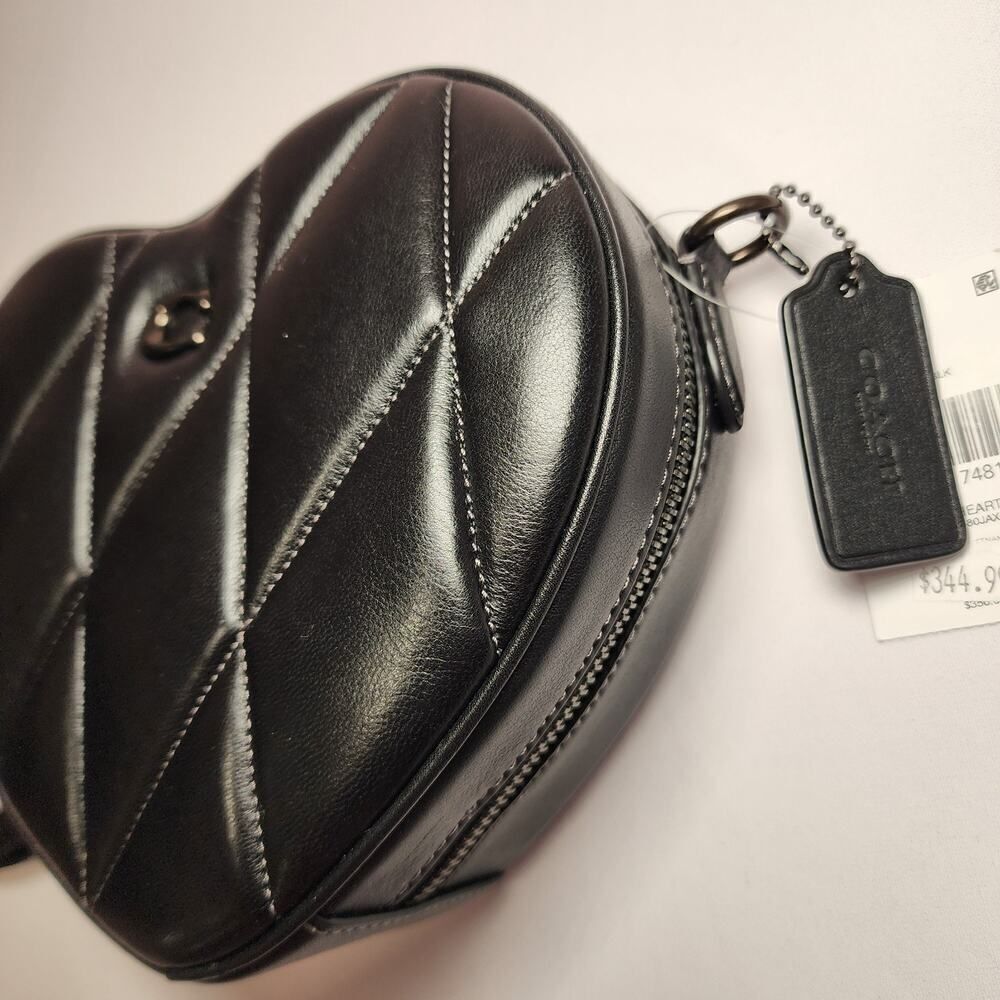 NWT COACH CE725 Quilted Leather Heart Crossbody Bag Quilting Black - Picture 2 of 8